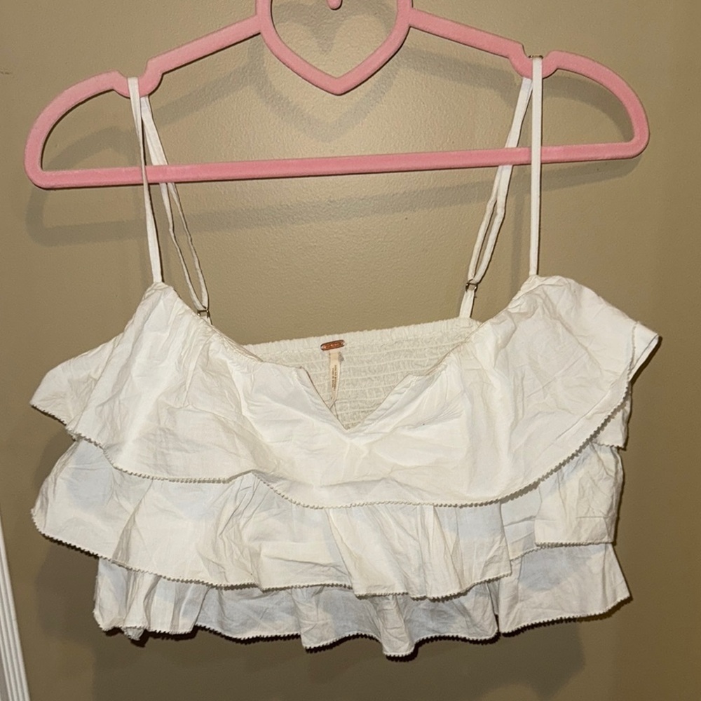 Free People Danelle Top Optic White Cami Ruffle Layered top - Picture 2 of 14